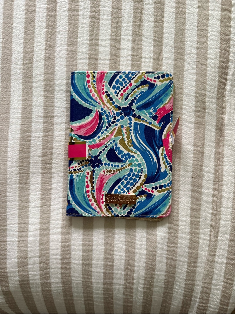 Lilly Pulitzer Floral Pattern Passport Cover - Blue, Pink, Gold